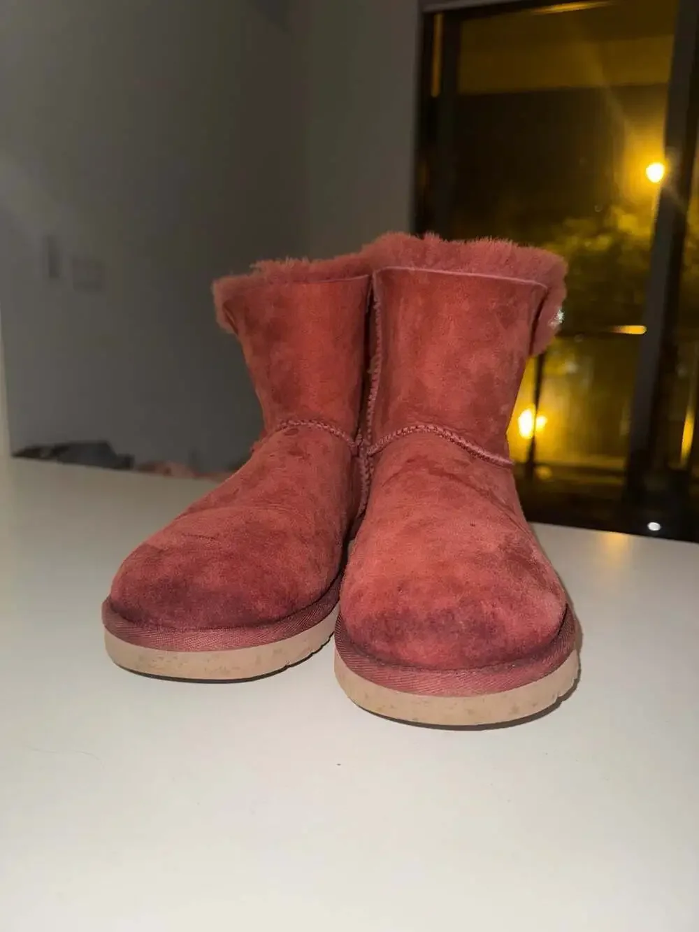 UGG Mini Bailey Bow Corduroy Suede Boots Red